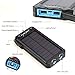 X-DRAGON Solar Charger, 15000mAh Solar Power Bank with Cigarette Lighter, Dual Super Bright LED Light Water-Resistant Dustproof Shockproof Dual USB Phone Charger for iPhone, Samsung, Cell Phone-Blue