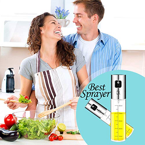 Olive Oil Sprayer Mister Spritzer for Cooking Air Fryer Oil Dispenser Bottle with Bottle Brush and Replace Tube for Vinegar Soy Sauce Mini Kitchen Gadgets for BBQ,Making Salad, Baking, Grilling