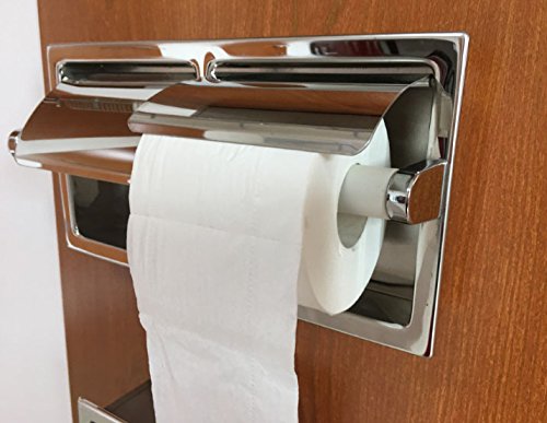 LUANT Recessed Double Roll Toilet Paper Holder for Bathroom Storage, Stainless Steel, Polished Chrome - Thumbnail 2