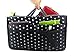 Periea Chelsy Purse Organizer Insert with Handles & 13 Pockets - 3 Sizes (Black with White Dots, Large)