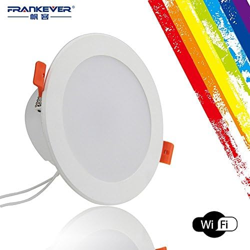 Frankever Wifi Smart LED Downlight, Compatible with Alexa and Google Assistant,4 inch RGB Multicolored Dimmable 10W,Party Disco Color Changing Light Bulb Remote Controlled, No Hub required (2 pack)