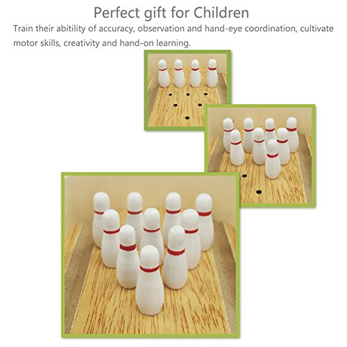 HaloVa Wooden Mini Bowling Game Set, Tabletop Bowling Game, Preschool Early Development Educational Toys for Children, Kids and Toddlers - Thumbnail 4