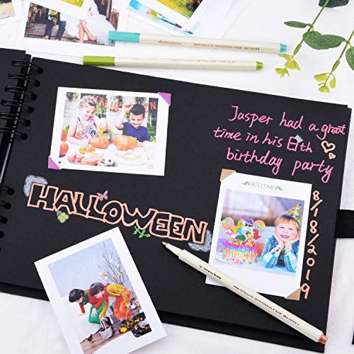 Scrapbook Album 8x11 inch, Morfone Photo Album Scrapbook 80 Black Pages Wedding Guest Book Anniversary DIY Memory Book (Photo Corners Included)