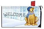 Welcome Winter Dog Magnetic Mailbox Cover Scarf and Hat Puppy Standard