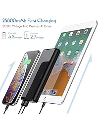 Portable Charger Power Bank 25800mAh Feob Ultra-High Capacity Portable Phone Charger with 4 LED Lights, Dual Output External Battery Pack for Smart Phone, Android Phone, Tablet and More-Black