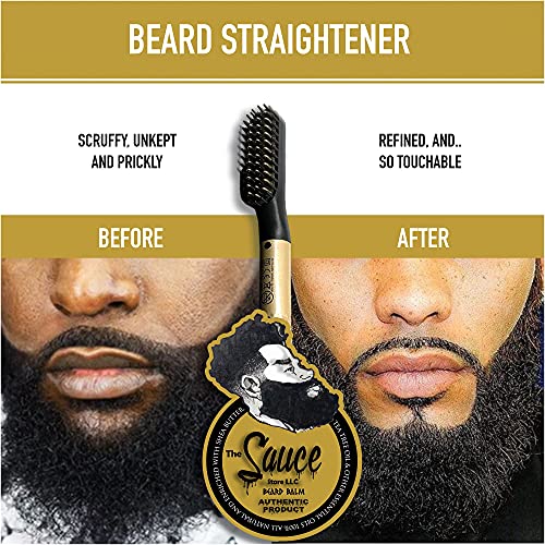Beard Grooming Kit with Heated Beard Straightener 12 items included beard wash, beard oil, beard