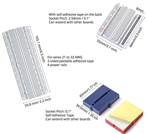 DEYUE Solderless Prototype Breadboard | 1x830 tie in point Breadboard 2x400 tie in points Circuit boards 6x170 tie points Mini Modular breadboard Kit - Thumbnail 2