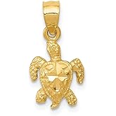 The Black Bow 14k Yellow Gold Small Diamond Cut Sea Turtle Necklace