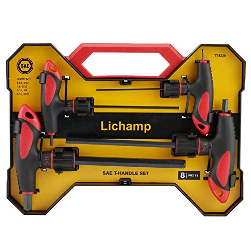 Lichamp SAE T Handle Allen Wrench Set, Long Handle Allen Hex Key