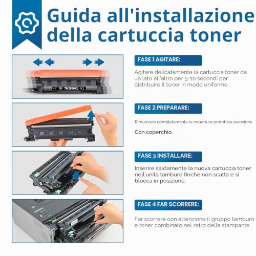 PINALL TN2510XL TN-2510XL Toner Compatible for Brother HL-L2400DW HL-L2400DWE DCP-L2620DW DCP-L2627DWE MFC-L2800DW MFC-L2827DW MFC-L2835DW MFC-L2860DWE Toner 2510 TN2510XL (with Chip, 2er-Pack)
