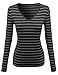 MBE Women's Basic V-neck Stripe Sweater Top Various Colors