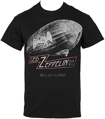 Led Zeppelin Cities for '77 Tour T-shirt - Black (Medium)