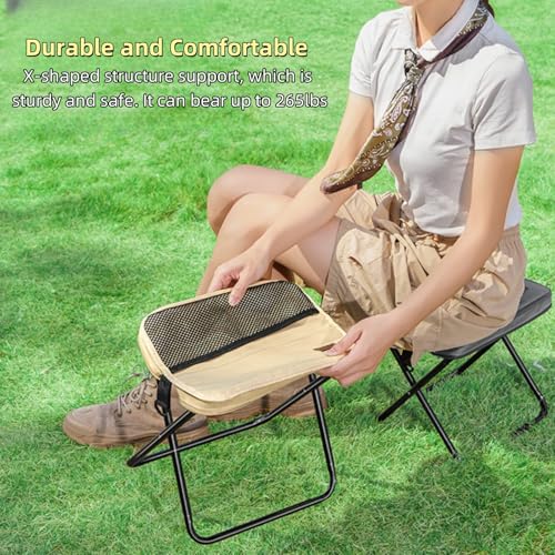 Ryfpdml Folding Stool, Portable Camping Stool Foldable Lightweight Camping Stool Mini Outdoor Folding Lazy Chair Collapsible Stool for Camping Fishing Picnic Hiking home (Black)
