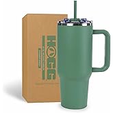 Hogg Big Swig 40 oz Tumbler with Handle and Straw - Granada Green, 40oz Insulated Stainless Steel, Water Tumbler with Straw, Water Cup with Handle, Versatile Leak Proof Lid