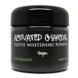 Activated Charcoal Tooth Whitening Powder 2 oz, Peppermint Flavor, Whiten Teeth with All Natural Organic Tooth Powder, Vegan
