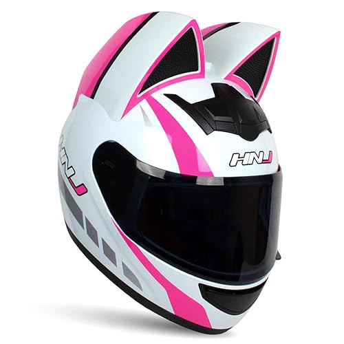 Wangbadan ZJ-02 Pink ABS Cat Ear Motorcycle Helmet, DOT Certified
