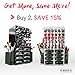 N2 Makeup Co Spinning Acrylic Makeup Organizer Carousel, Holds 72 Lipstick Holder Slots, Brushes & 16 Powder Compact Cases, Clear Cosmetics Storage Box