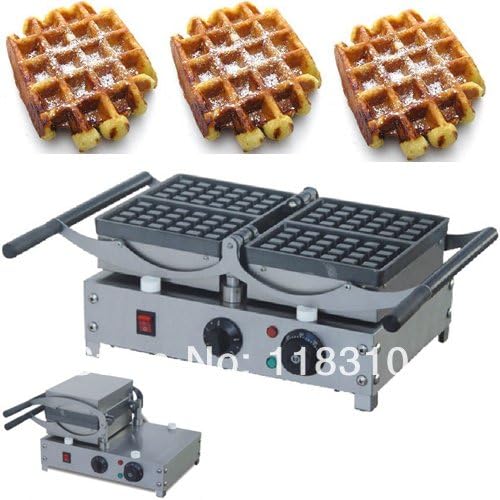 Turnable 220v Electric 4-Slice Belgian Liege Waffles Maker Machine Baker Iron