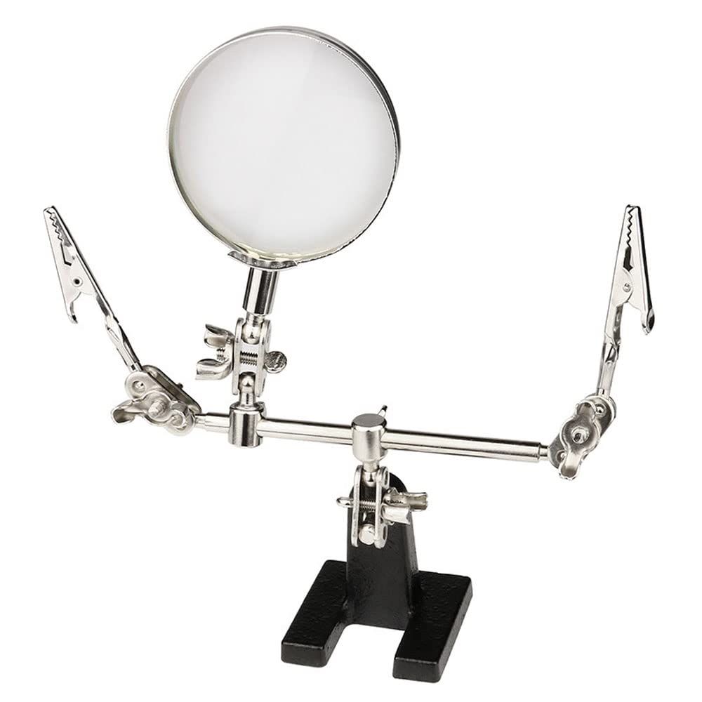 DZOZO Helping Hands Magnifier with Crocodile Clip Heavy Duty Helping Hand with 2.5x Magnifying Glass Helping Hands Stand Hands Free Magnifying Glass Magnifier Stand Jewellery Repair Tool