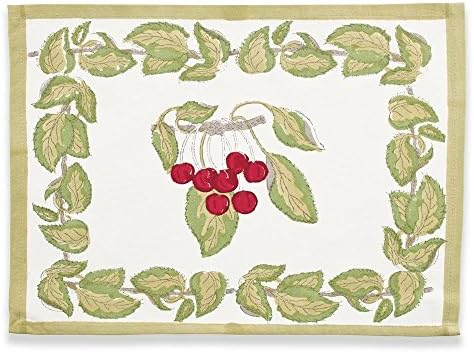 Couleur Nature Cherry Red/Green Mats 15-inches by 18-inches, Set of 6