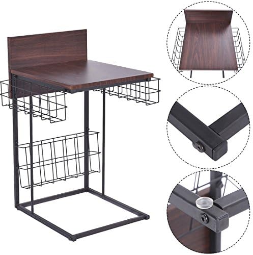 New Sofa Side Table Living Room Home Furniture Decor with Storage Basket