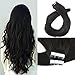 Moresoo 18 Inch Straight Unprocessed Brazilian Hair Tape on Remy Hair Extensions 40 Pieces 100 Grams #1B Off Black Seamless Skin Weft Adhesive Hair Extensions