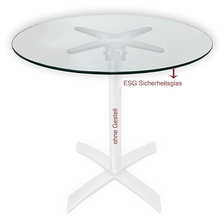 Moree Glasplatte/Glasscheibe rund, 60 cm Durchmesser, ESG Sicherheitsglas, Hochwertig mit geschiffener Kante