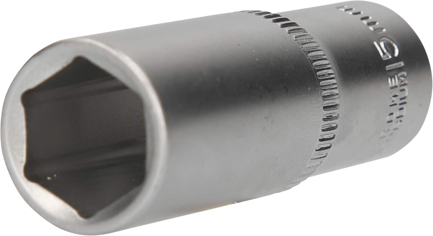 BRILLIANT TOOLS BT021827 3/8 Inch Hexagonal Socket, Long Design, 15 mm [Powered by KS Tools]