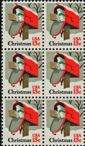 CHRISTMAS MAIL MAILBOX #1730 Blk 6x13 US Postage Stamps