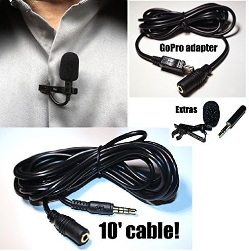 Lavalier Microphone for iPhone, Samsung Galaxy. YouTube Video Mic includes 10' Extra LONG CABLE for iPad, Digital Cameras, Laptop, GoPro, Smartphones, Mac and PC. Complete Professional Kit.