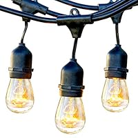 Brightech Ambience Pro - Waterproof Outdoor String Lights - Hanging Industrial 11W Edison Bulbs - 48 Ft Vintage Bistro Lights - Create Great Ambience in Your Backyard, Gazebo