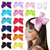15 pc 6in Boutique Hair Bows Clips for Baby Girls Kids Teens Women Educational Toy or Gift Crafts