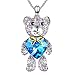 GEORGE · SMITH ♥Brother Bear♥ Animal Necklace Blue Heart Teddy Pendant Necklace with Crystals from Swarovski, Birthday Gifts for Daughter Teen Girls Girlfriend
