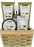 Pure! Herbal Collection Spa Basket - The gift that Keeps Giving!! Touchable Skin, Cleansed & Hydrated with Green Tea Spa Collection
