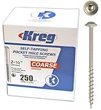 Kreg SML-C250-250 2-1/2-Inch #8 Coarse Washer-Head Pocket Hole Screws, 250-Pack