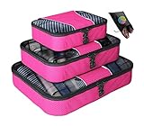 Packing Cubes - 4 pc Value Set Luggage Organizer + Bonus Shoe Bag Included - Lifetime Guarantee - By Bingonia Travel Accessories
