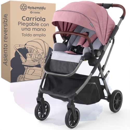 ESQUIMAL Carriola para Bebé Easy Prime Asiento Reversible Bidireccional, Plegado Semiautomático una mano, Compacta, Ligera, Reclinable 3 posiciones, Ruedas con Suspensión, 0 a 36 meses (Rosa)