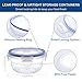 KIGI 6 PACK 10oz Plastic Round Bowls with Lid Airtight Food Storage Container Set Small Meal Prep Containers Bento Box