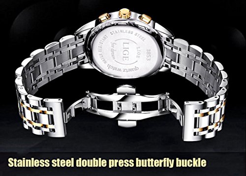 LIGE Men's Quartz Stainless Steel Watch, ColorBl