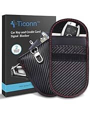 Faraday Bag for Key Fob (2 Pack), TICONN Faraday Cage Protector - Car RFID Signal Blocking, Anti-Theft Pouch, Anti-Hacking Case Blocker (Carbon Fiber Texture)