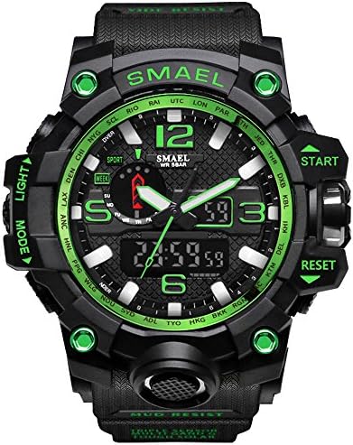 IRELOJ Men's Large Face Dual Dial Analog Digital Quartz Military Sport Watch 164FT Water Resistant