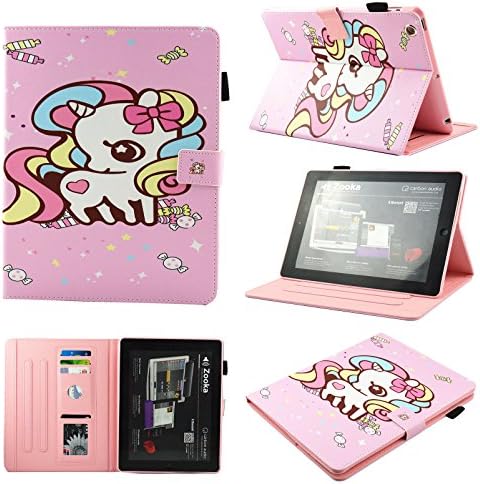 iPad Case, iPad 4 Case, iPad 3 Case, iPad 2 Case, Chgdss PU Leather Folio Smart Cove [Auto Wake/Sleep ]Multi-Angle Viewing /Card Slots, Portable Covers, for Apple iPad 4,iPad 3 & iPad 2, Candy unicorn