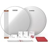 Evans Snare Drum Tune Up Kit - 14 Inch Snare Drum Heads - HD Dry and Clear Resonant Drumheads - EQ Pods - Snare Wires - Drumsticks - Maintenance Accessories