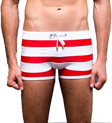 Koson-Man Men's Sports Soft Fashionable Lace-up Swimming Underwear Strips Trunks £¨Color Red Size M£©