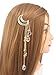 QTMY Silver Moon Rhinestone Tassel with Crystal Charms Hair Clip Pin Hair Chain Jewelry Hair Accessories (Gold Moon Tassel)