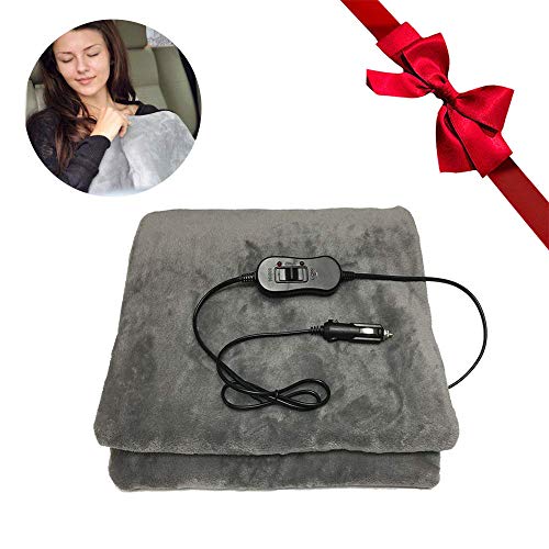 GEMGO Electric Car Heating Blanket, 12V Lattice Fleece Car Constant Temperature Car Electric Warm Blanket for SUV Vehicle Truck Boats RV, Winter Cold Weather Travel Camping (Grey) - Thumbnail 7