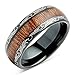 100S JEWELRY Tungsten Rings For Men Wedding Band Koa Wood Inlaid Dome Edge Comfort Fit Size 6-16