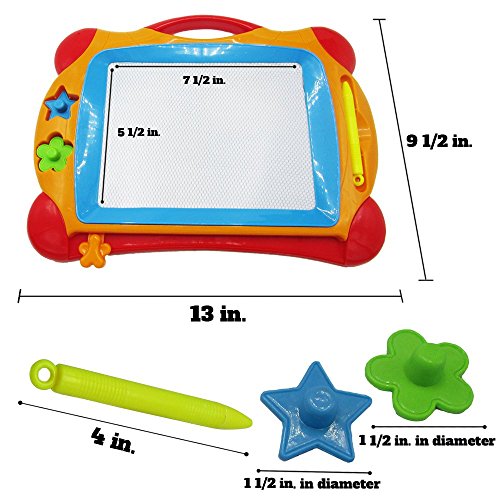 Magnetic Doodle Writing/Drawing Board â€“ Multi-Color Erasable Pad With 2 Magnetic Shapes - Educational Learning Travel Gift For Kids, Teens and Adults â€“ Orange
