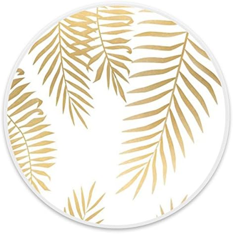 Unique Mounts and Stands,Expanding Stand Grip Pop Mount Socket for Smartphones, iPhone, Tablets and More - Gold Palm Leaves White