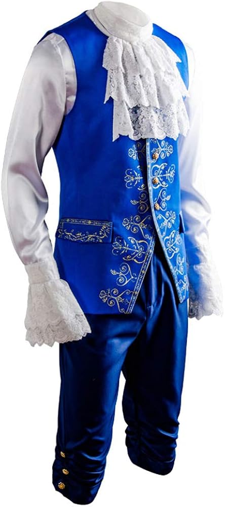 SIDNOR Beauty and The Beast Prince Dan Stevens Blue Uniform Cosplay Costume Outfit Suit: Clothing